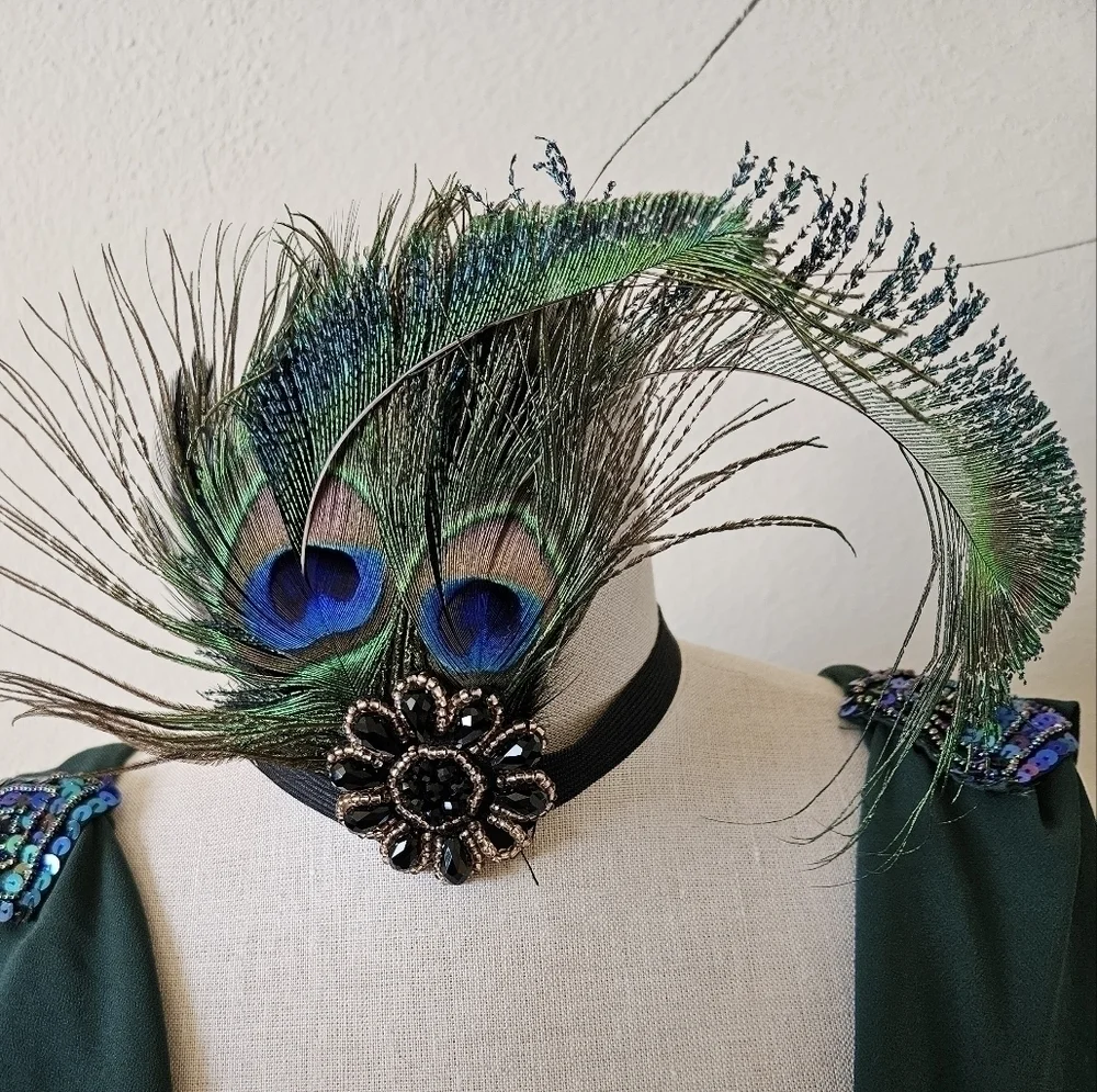 Peacock feather headband